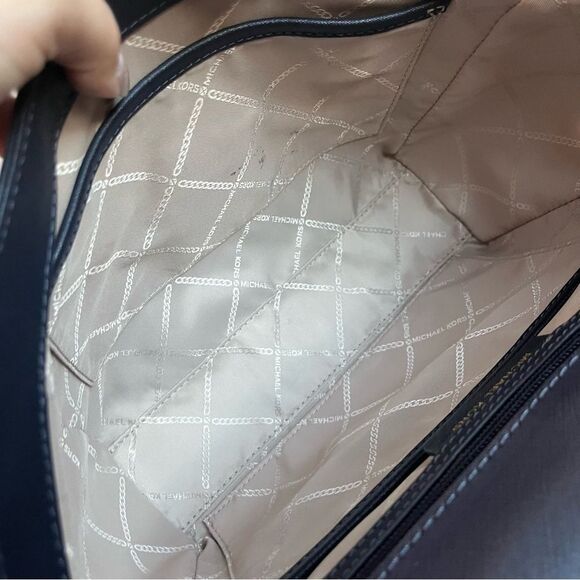 MICHAEL KORS Blue Selma Mercer Raven Bedford Chain Satchel Crossbody - Picture 9 of 13